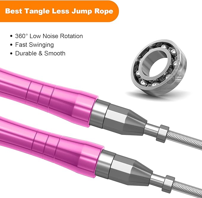 Jump Rope, High Speed Weighted Jump Rope - Premium Quality Tangle-Free - Self-Locking Screw-Free Design - Jump Ropes for Fitness - Skipping Rope for Workout Fitness, Crossfit & Home Exercises