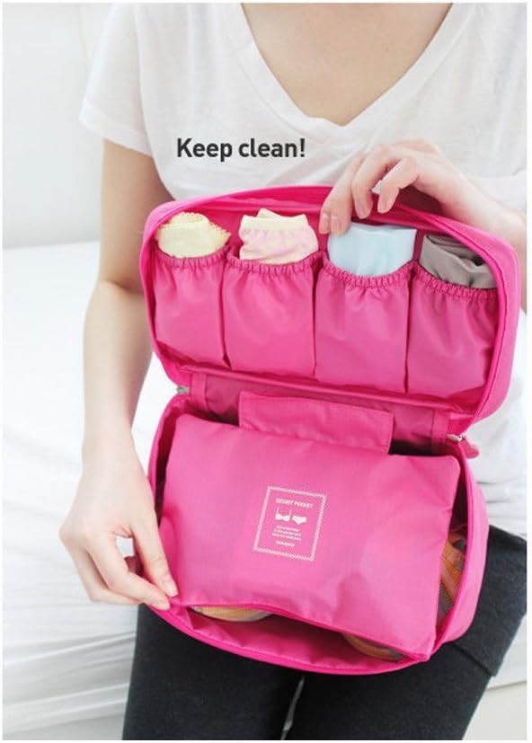 vanki 1 pc Portable Travel Drawer Dividers Closet Organizers Bra Underwear Storage Bag,Pink