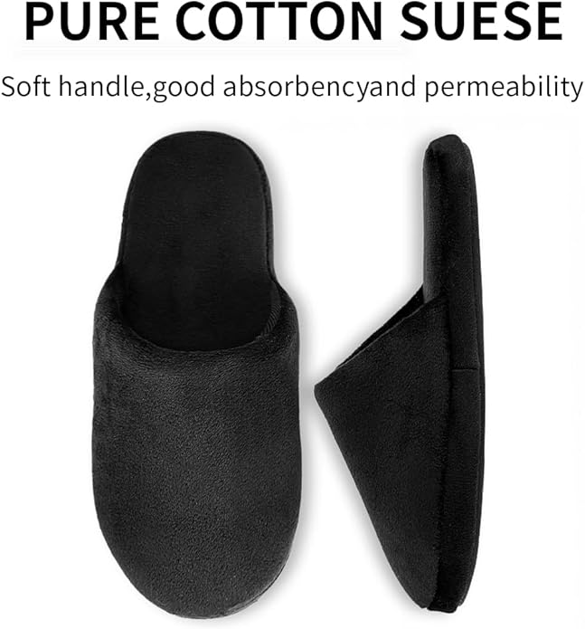 3-Pair Luxury Spa Slippers - Cotton Memory Foam Non-slip Closed Toe Washable Slippers for Hotel,Guest,Travel,Bride,Women and Men