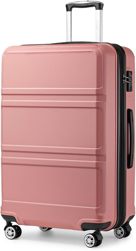 Kono 28 Inch Luggage Expandable Suitcase Lightweight with Spinner Wheels TSA Lock Hardside Large Checked Luggage Durable Rolling Suitcase Nude/Rose Pink