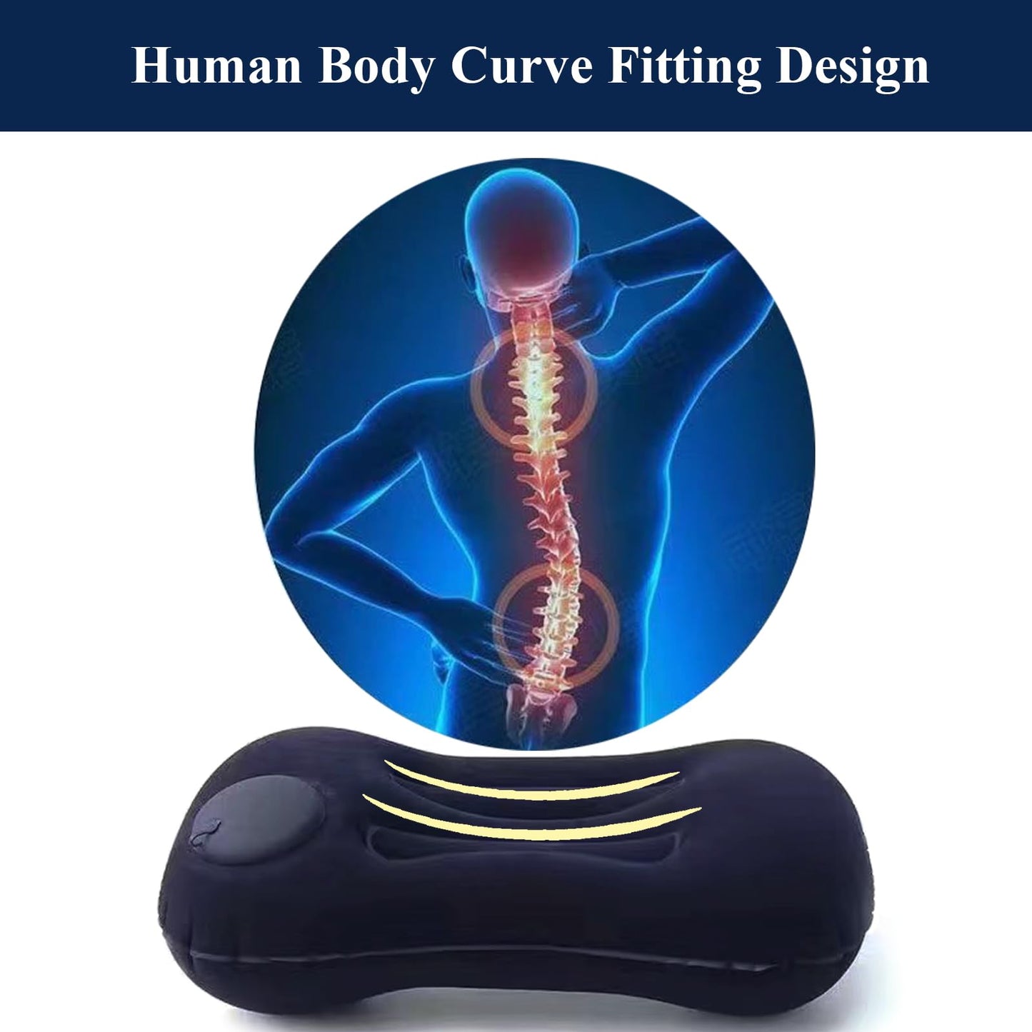 CHIVOLONA Outdoor Inflatable Travel Pillow,Ultra Light and Small in Size,Perfectly Fits The Neck or Waist,Suitable for Camping and Hiking,Comes with Storage Bag and Earplugs,Dark Blue