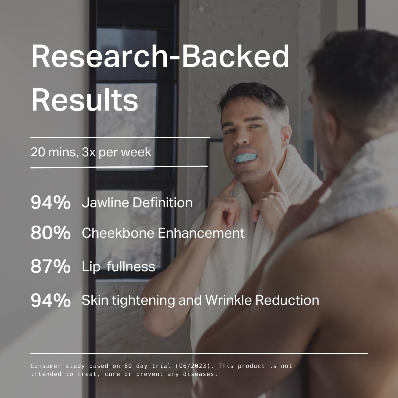 Jaw Exerciser by Facefit - Men & Women - Tone and strengthen your jawline, cheeks, chin and lips - Food-grade Silicone (Sky Blue)