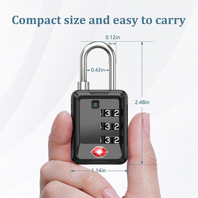Joyway Luggage Locks TSA Approved, Travel Lock with Zinc Alloy Body, Open Alert, Easy Read Dials, for Travel Suitcase, Bag, Backpack, Tent, Fence, Lockers
