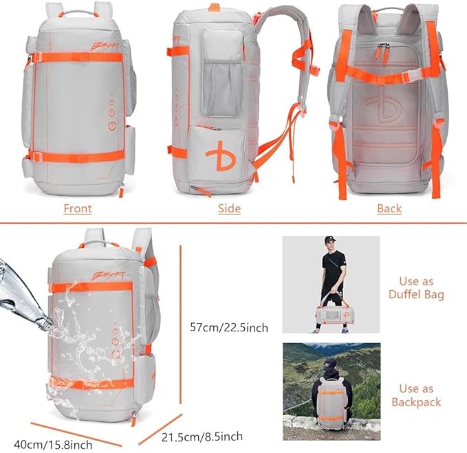 BE SMART 40L Extra Large Gym Backpack for Men, Big Gym Bag with Shoes Compartment, Waterproof Heavy Duty Duffel Bags, Men's Workout Backpacks for Outdoor Sport,Hiking,Camping,Travel