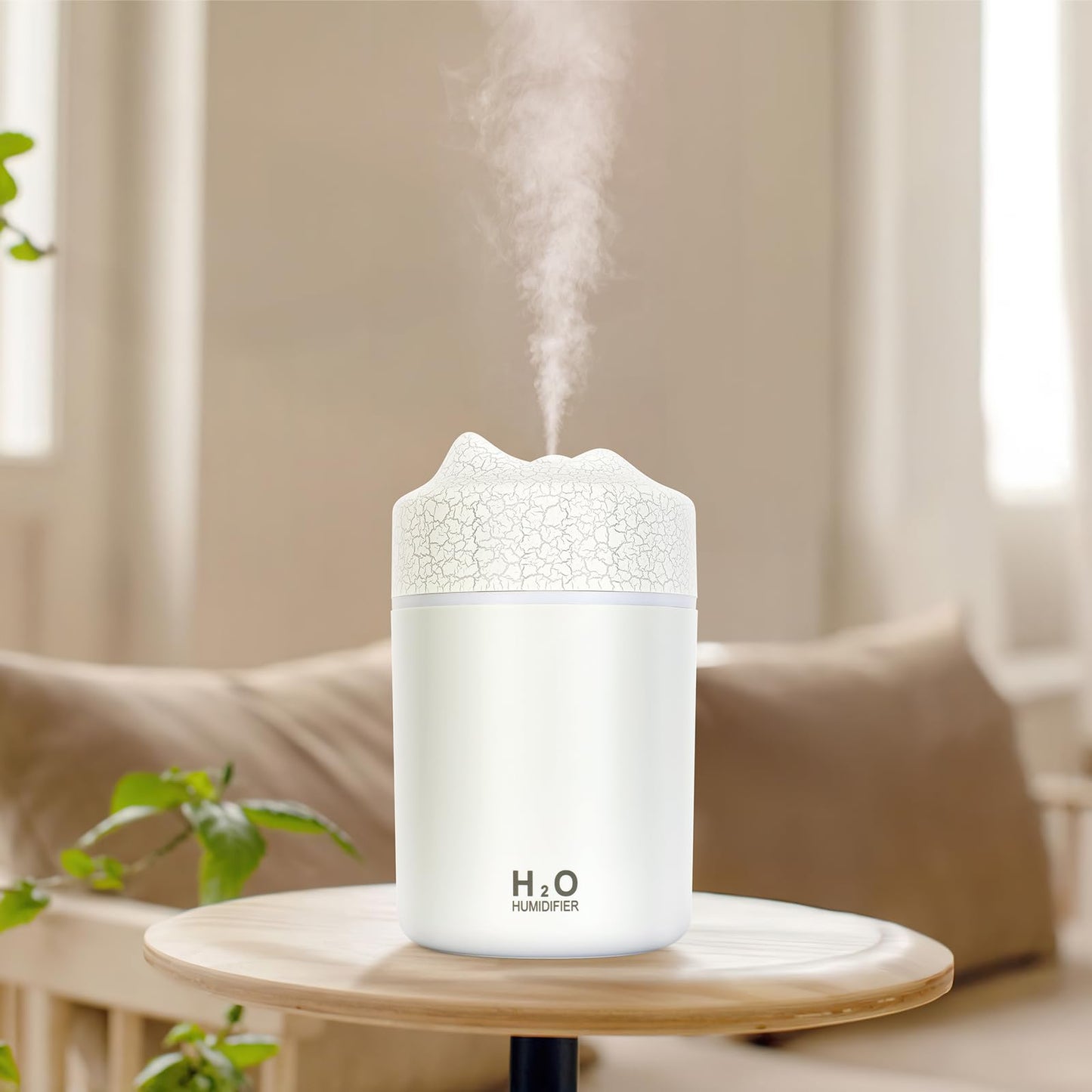 Portable Mini Humidifier, 300ml USB Personal Desktop Small Humidifier, Cool Mist Humidifiers for Bedroom Car Office Travel, Auto Shut-Off, 2 Mist Modes Quiet (White)