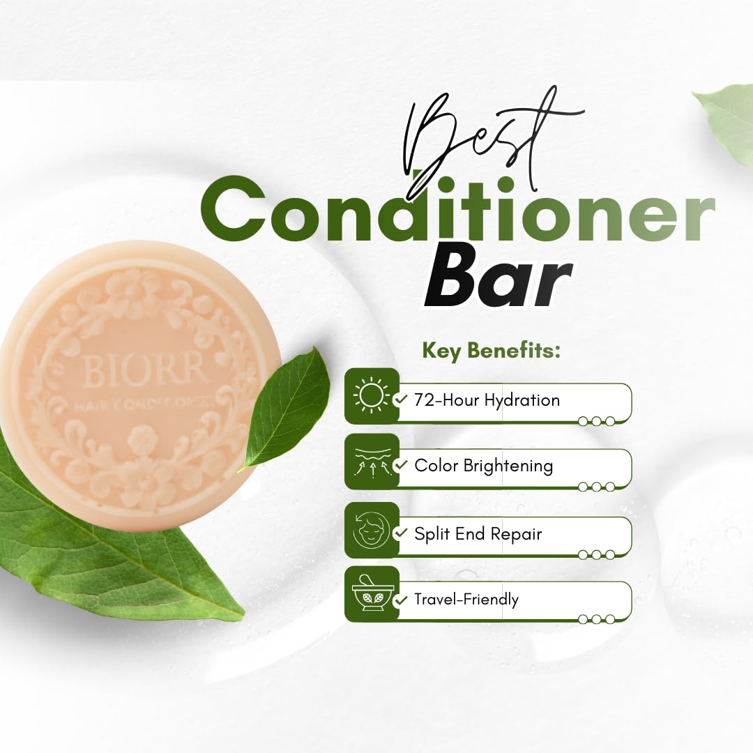 Color Protection & Deep Moisturizing Shampoo & Conditioner Bar Set – For Dry & Color-Treated Hair | Enriched with Argan Oil & Pomegranate Extract | 2 x 3.5 oz (Bars) | BIORR | Vegan, Sulfate-Free