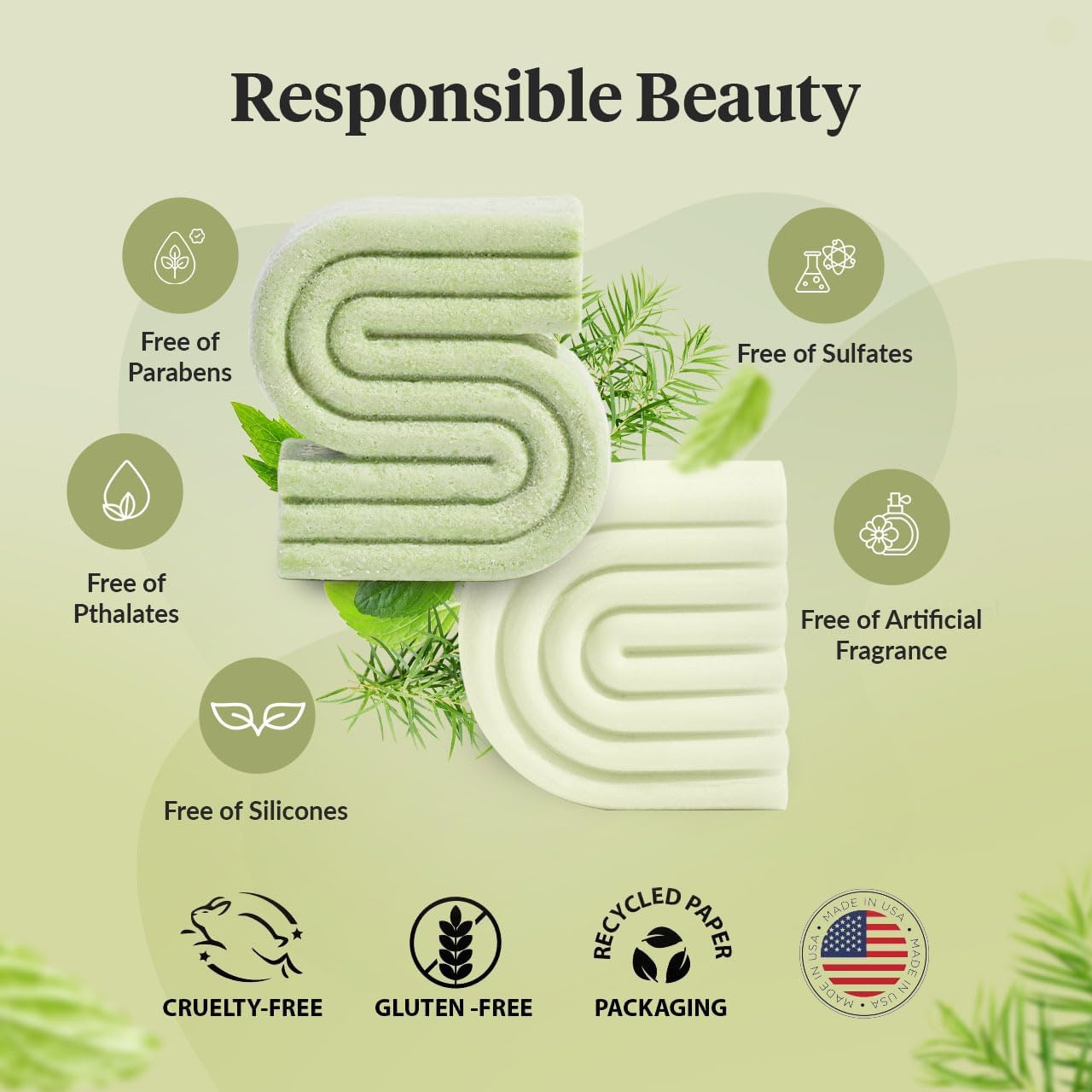 Kitsch Tea Tree Shampoo and Conditioner Set – Anti Dandruff Shampoo Bar & Conditioner Bar - Hair Care for All Hair Types - Free of Paraben, Sulfate & Silicone - Made in USA - 2 pcs