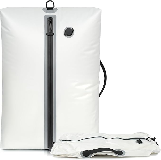 BAGAIL TPU Vacuum Bag for Travel, Reusable Compression Bag with IPX8 Waterproof Zipper, Save Space for Suitcase, Backpack and Carry on (White, Large, No Pump)