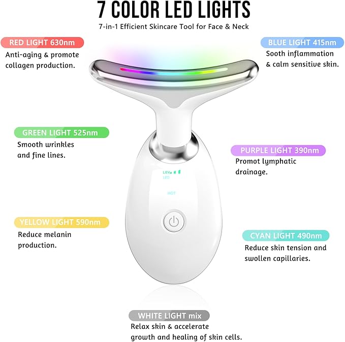 7 in 1 Face Massager Tool, Red Light Therapy for Face and Neck, Red Light Therapy Wand, Face Neck Sculpting Tool for Skin Care