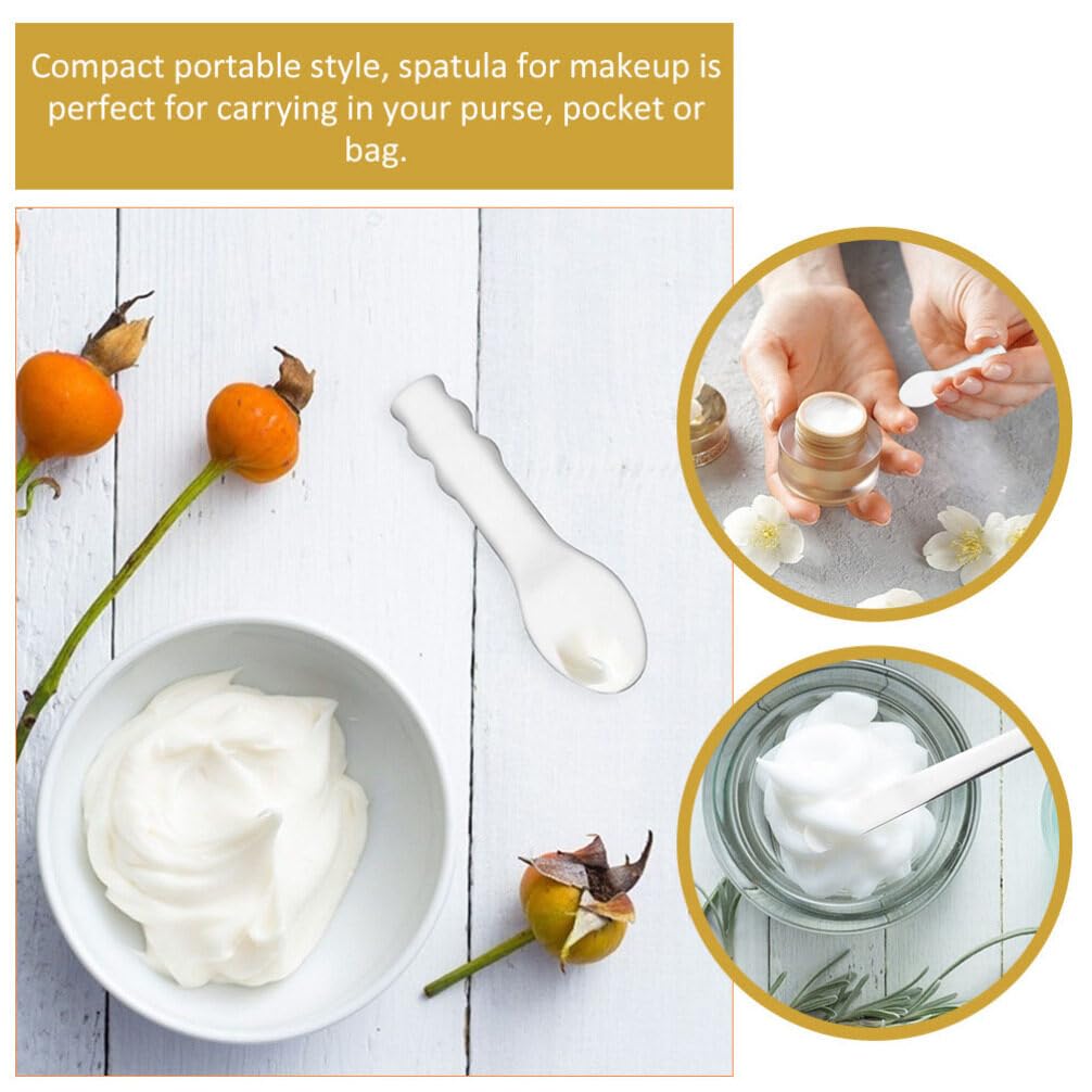 Healifty Stainless Steel Eye Cream Spoon Set - 2Pcs Reusable Skincare Spatula for Creams Lotions and Moisturizers Mini Metal Applicator for Face Care