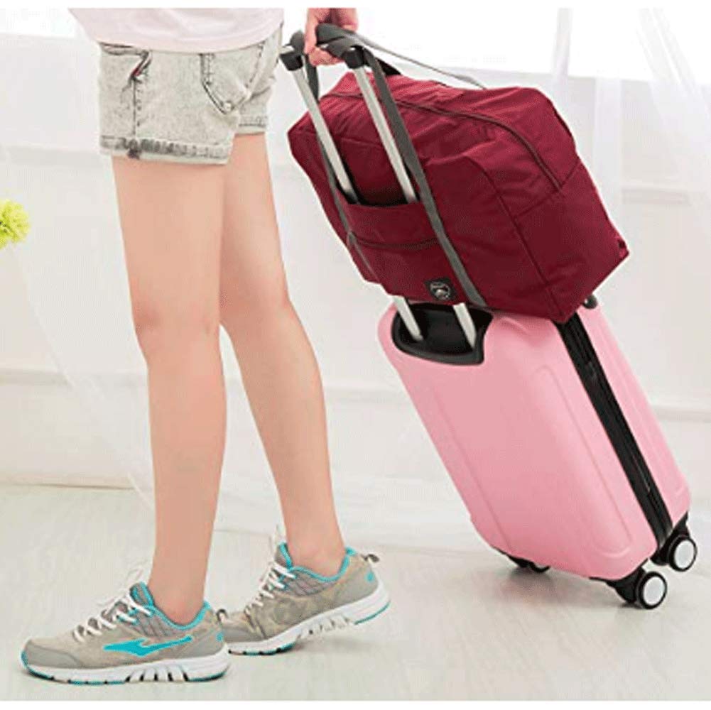 Foldable Travel Duffel Bag (2 Pack), For Spirit Airlines, Weekender Overnight Bag, Tote Carry on Luggage Sport Duffle Weekender Overnight for Women and Girls (2Pack-Red Black)