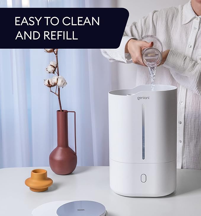 Top Fill Humidifier with Essential Oil Diffuser 6L for Home, Baby, Bedroom, Large Room & Indoor Plants, Cool Mist Ultrasonic Quiet Air Humidifiers, Automatic Humidity Control, Night Light (6L, White)