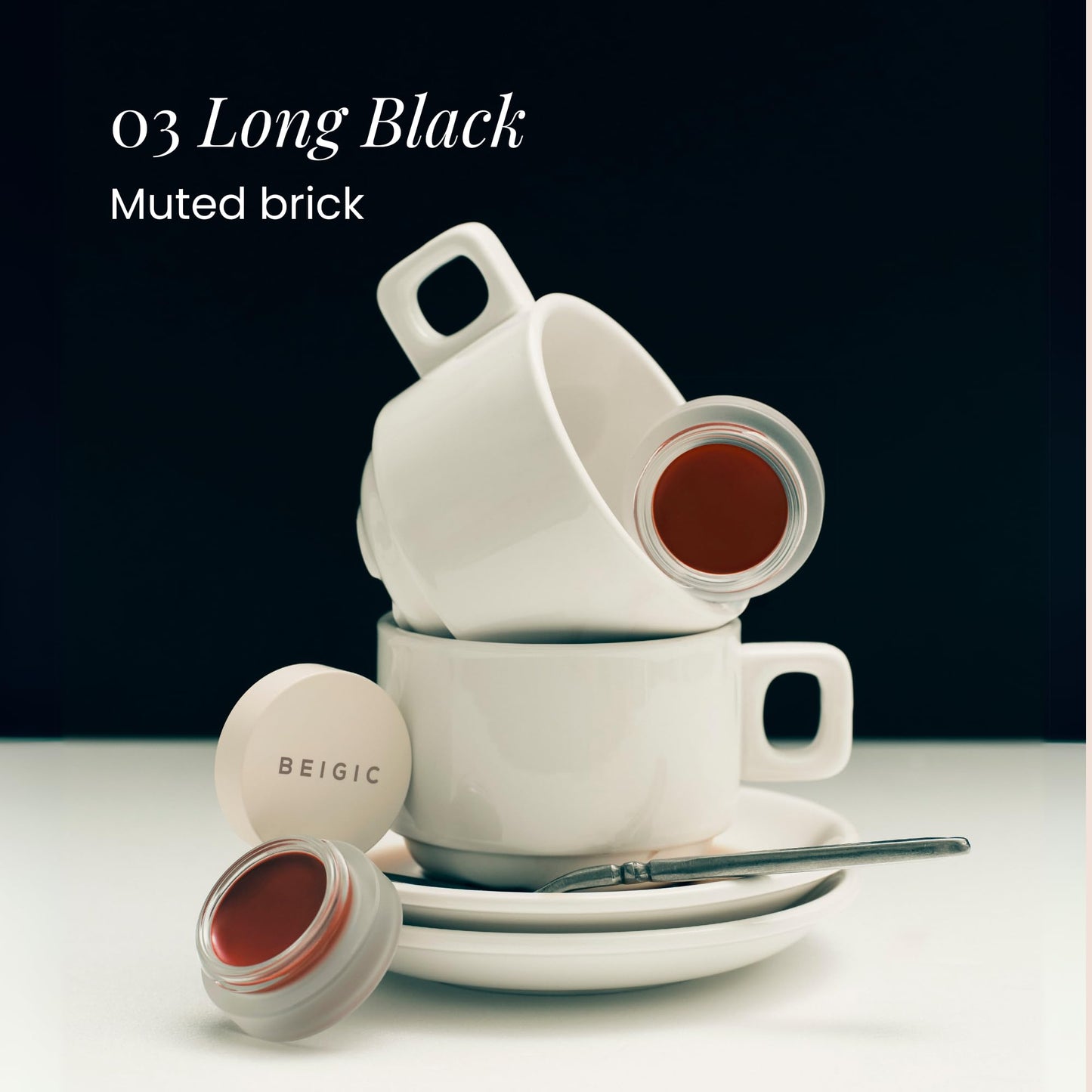 BEIGIC Flush Lip & Cheek Balm - Vegan Buildable & Blendable Multiuse Balm | Natural Flush & Glow | Glowy Blush for Cheeks | Dewy Korean Make Up Cream Blush | 03 Long Black - Muted Brick, 0.14 fl.oz
