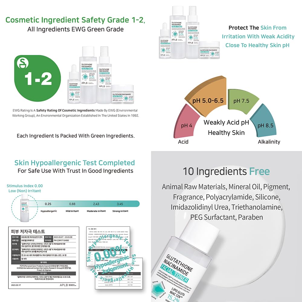 APLB Glutathione Niacinamide Facial Toner | LIPO GLUTA NIAC CEN™ 15.2% 5.41 FL.OZ/Korean Skincare, Replenishing Moisture, Revitalize for Gentle and Improve Skin Texture Through Niacinamide