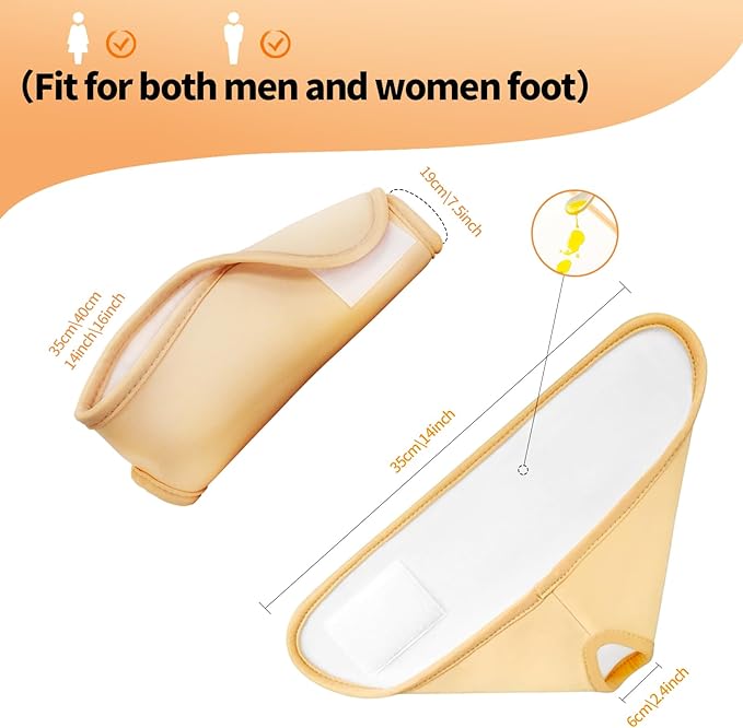 Castor Oil Pack, Reusable Castor Oil Packs Kit Adjustable Elastic Castor Oil Cloth Safe Organic German Cotton Plus Size for Belly, Waist, Back, Neck and Joint Care (Feet Pack)