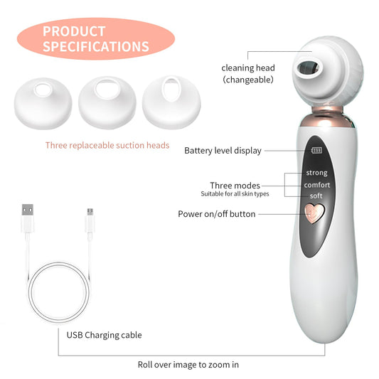 2025 Blackhead Remover Pore Vacuum, Visual Rechargeable Blackhead Vacuum Facial Pore Cleaner-3 Suction Soft Silicone,3 Probes,USB Kit Electric Acne Extractor Tool for Adult