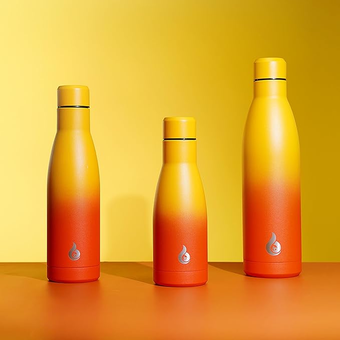 BJPKPK 25oz Insulated Stainless Steel Water Bottles Reusable Metal Travel Sports Water Bottle Keep Cold and Hot,Sunset Orange