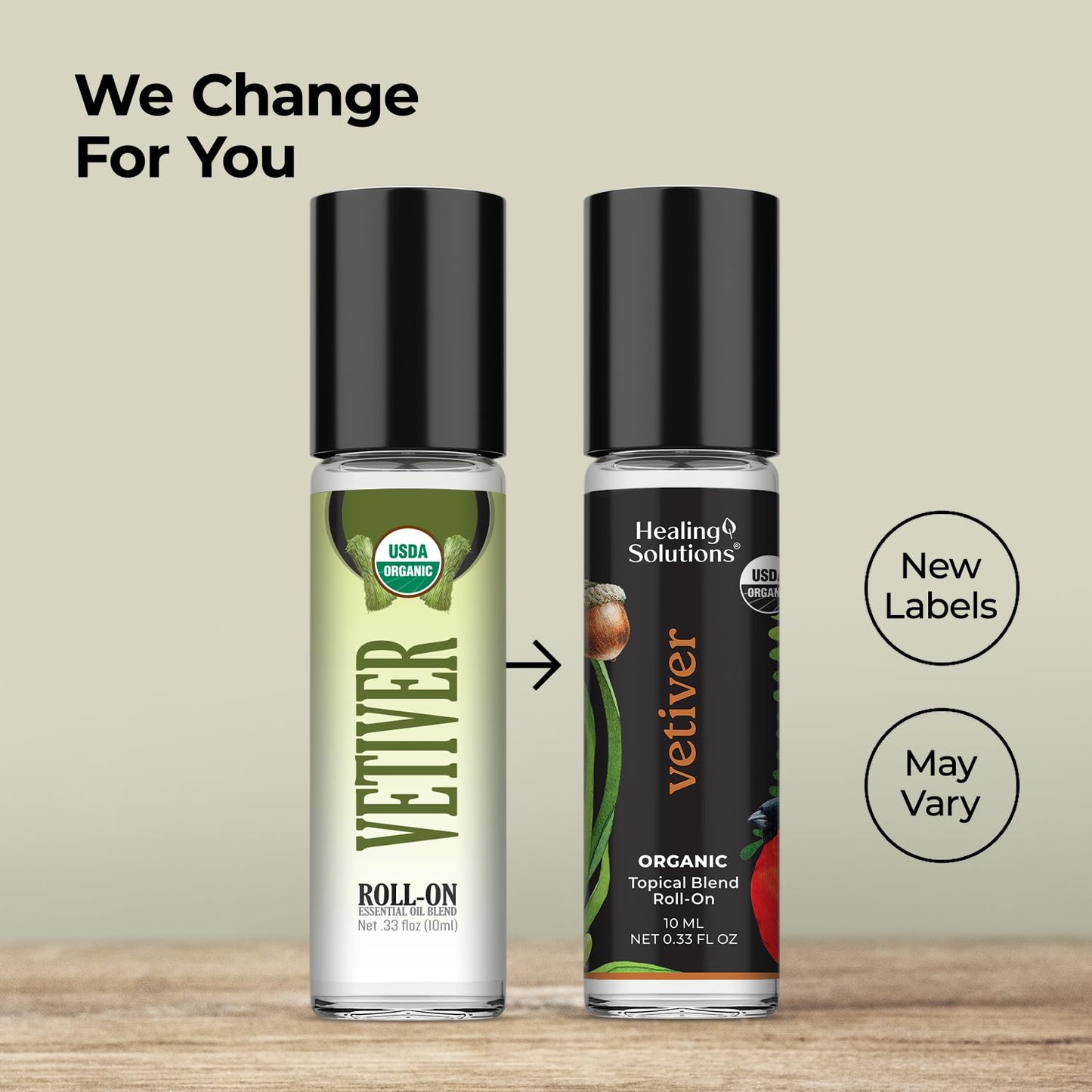 Healing Solutions (2 Pack) USDA Certified Organic Vetiver Essential Oil Roll-On for Skin Care - Essential Oil Roll On