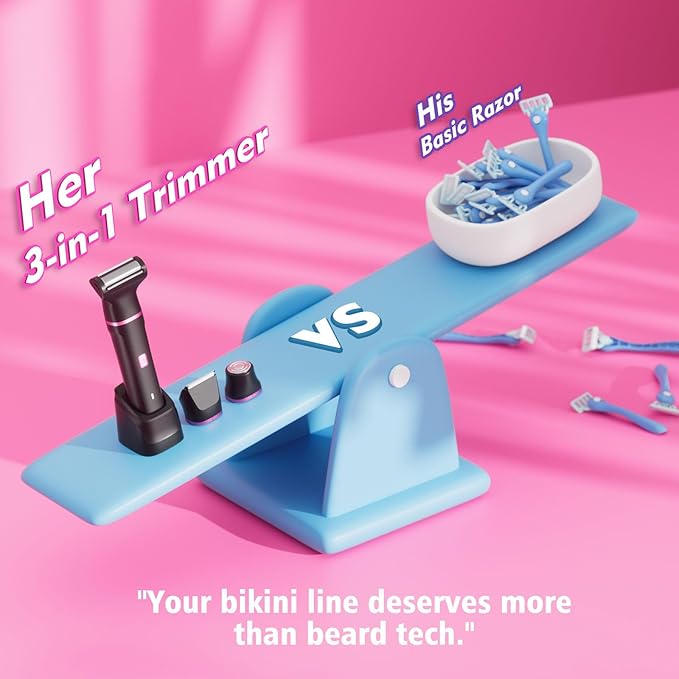 Bikini Trimmer for Women - Waterproof Wet & Dry Electric Foil Shaver for Private Area, Rechargeable Dock, Painless Smooth Shaving & Trimming of The Body, Face, Underarm, Legs, Tiktok Trend Items