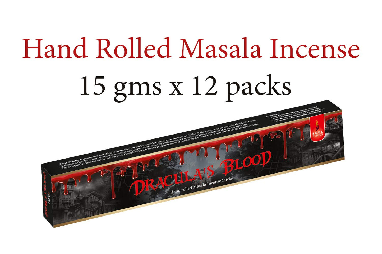 Soul Sticks Hand-Rolled Incense Sticks Evil Spirit Blends 180 Gram Box | 100% Natural Masala Incense Organic Home Fragrance Agarbatti (Dracula's Blood)