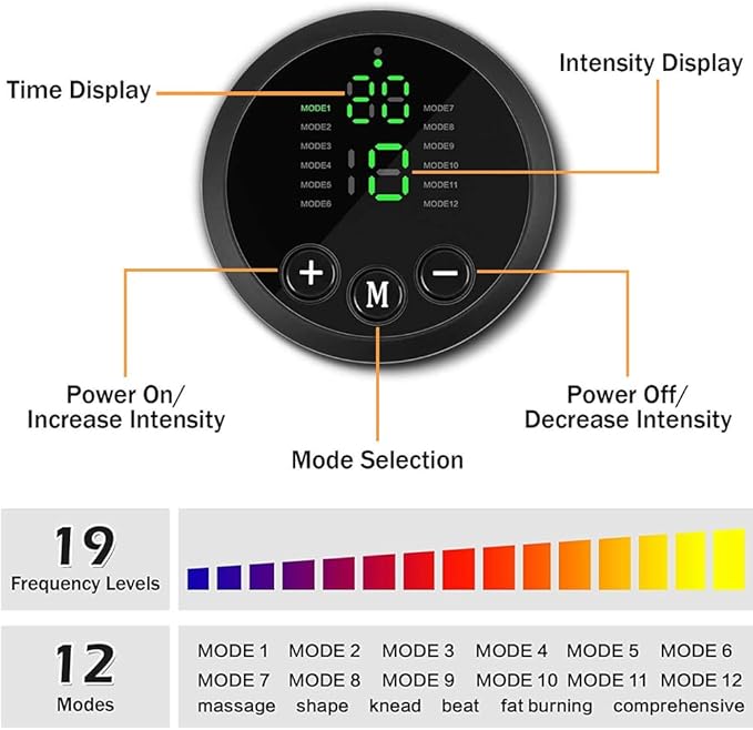 Abs Stimulator, Portable EMS Abdominal Muscle Toner for Home and Office Fitness, Strength Training - Black