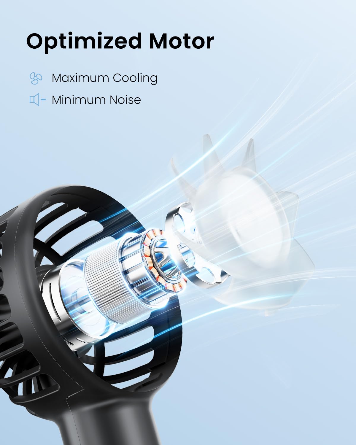 Gaiatop Mini Portable Handheld Fan, 3 Speed Powerful Battery Operated, Small USB Rechargeable Personal Fan for Makeup Eyelash, Camping Beach Airplane Travel Essentials for Women Girls