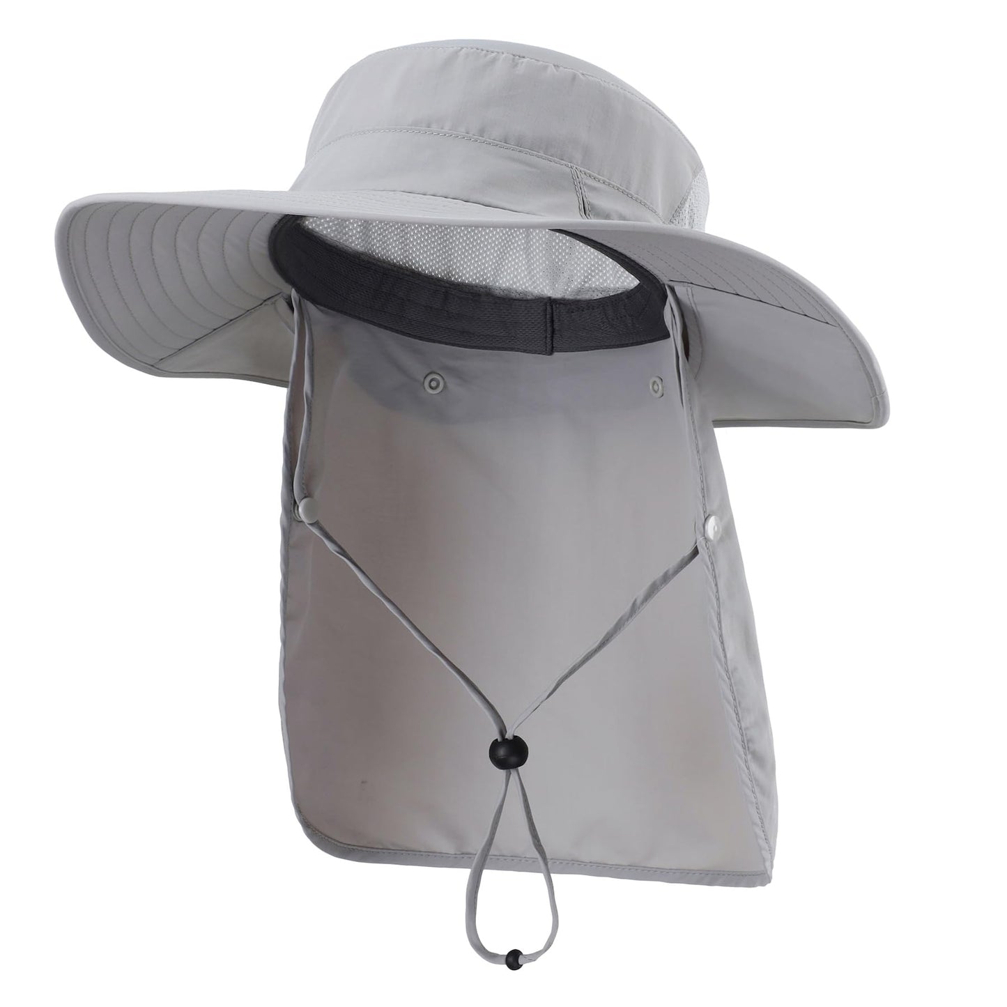 Home Prefer UPF 50+ Sun Hats for Men Women Wide Brim Fishing Hat with Neck Flap Summer Safari UV Protection Bucket Hat Light Grey