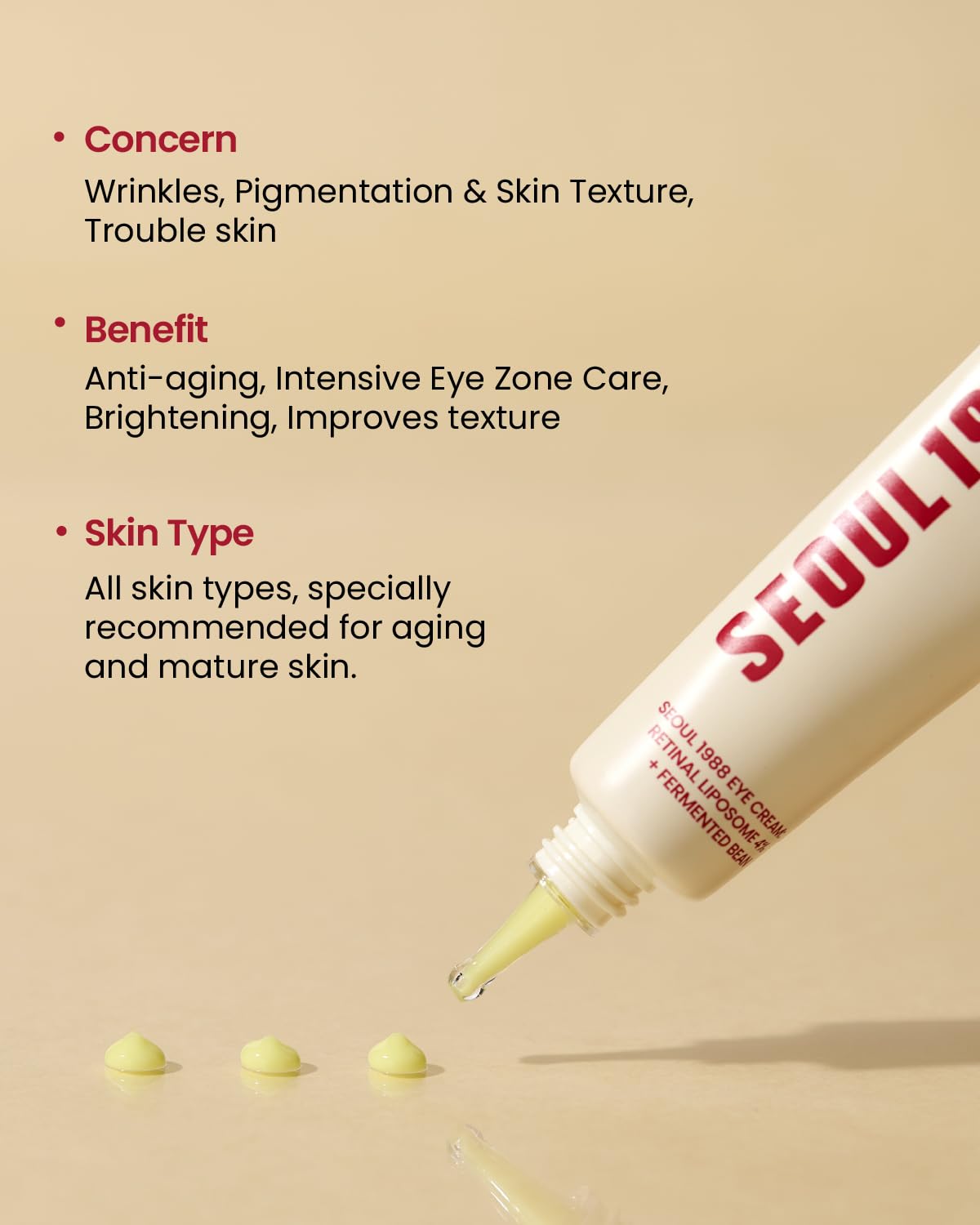 KSECRET SEOUL 1988 Eye Cream : Retinal Liposome 4% + Fermented Bean, wrinkle care, anti-aging, skin elasticity, pigmentation, retinol, 30ml/1.01 fl.oz.