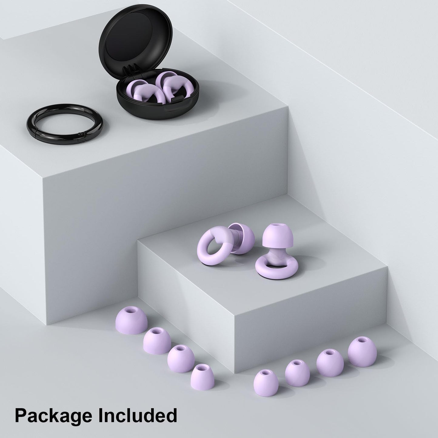 JUSTRVN Ear Plugs for Sleeping, 2 Pairs of Reusable Earplugs for Noise Reduction 25dB-30dB with 8 Ear Tips, Soft Hearing Protection Ear Plugs for Concert,Noise Sensitivity, Study & Work