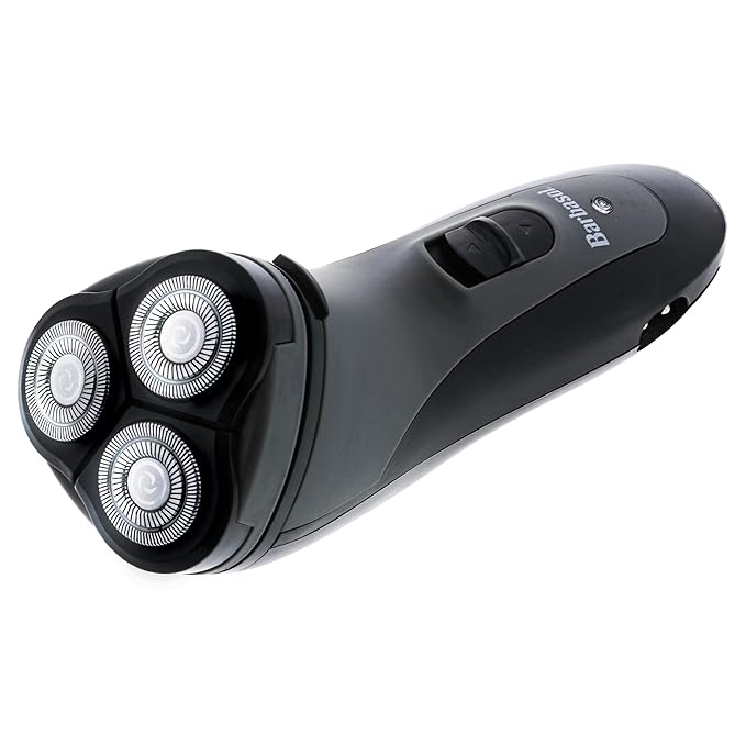 Barbasol Rotary Shaver, Rechargeable Electric Rotary Shaver with Stainless Steel Blades, Pop-Up Trimmer, Wireless Cordless Electric Razor, Close Shave, Full 8 Hour Charge Provides 45 Minute Run-Time