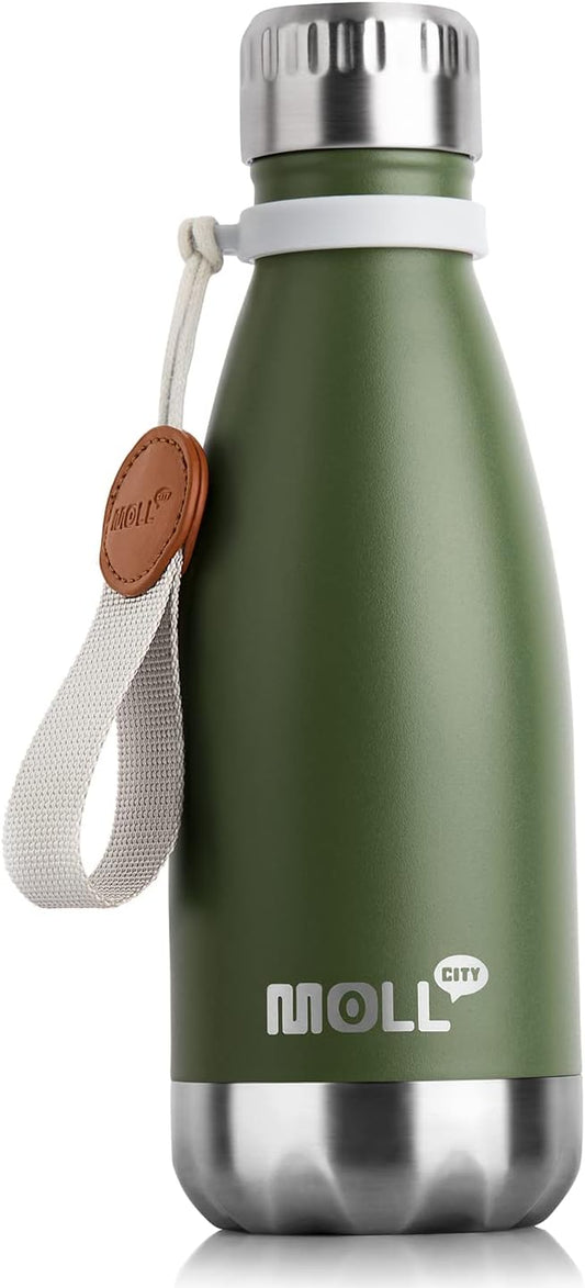 Kids Water Bottle-12 oz Stainless Steel Vacuum Insulated Sports Water Bottle for Back to School- Small Water Bottle for Boys, Leak proof -BPA Free(Grass Green)