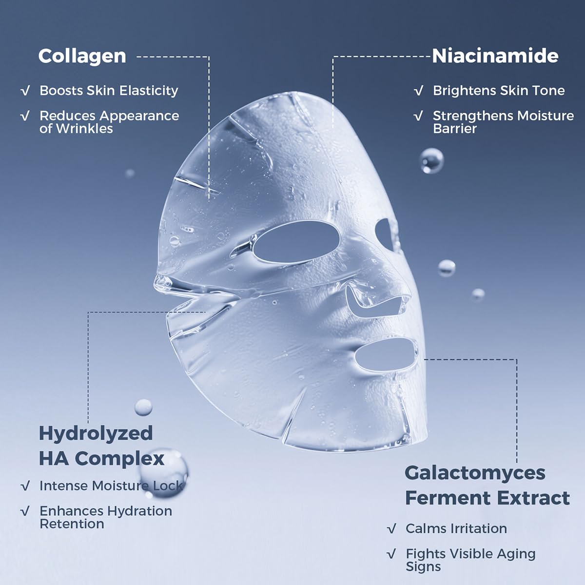 7 Pack Collagen Face Mask Deep Hydrating Overnight Facial Mask with Hyaluronic Acid Moisturizing Skincare Hydrogel Mask for Hydrating, Firming & Brightening