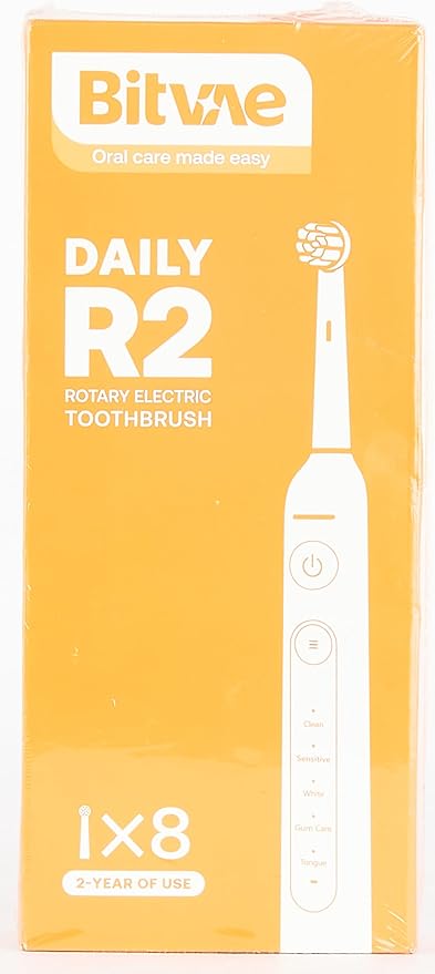 Bitvae R2 Rotating Electric Toothbrush for Adults with 8 Brush Heads, Travel Case, 5 Modes Rechargeable Power Toothbrush with Pressure Sensor, 3 Hours Fast Charge for 30 Days, Black