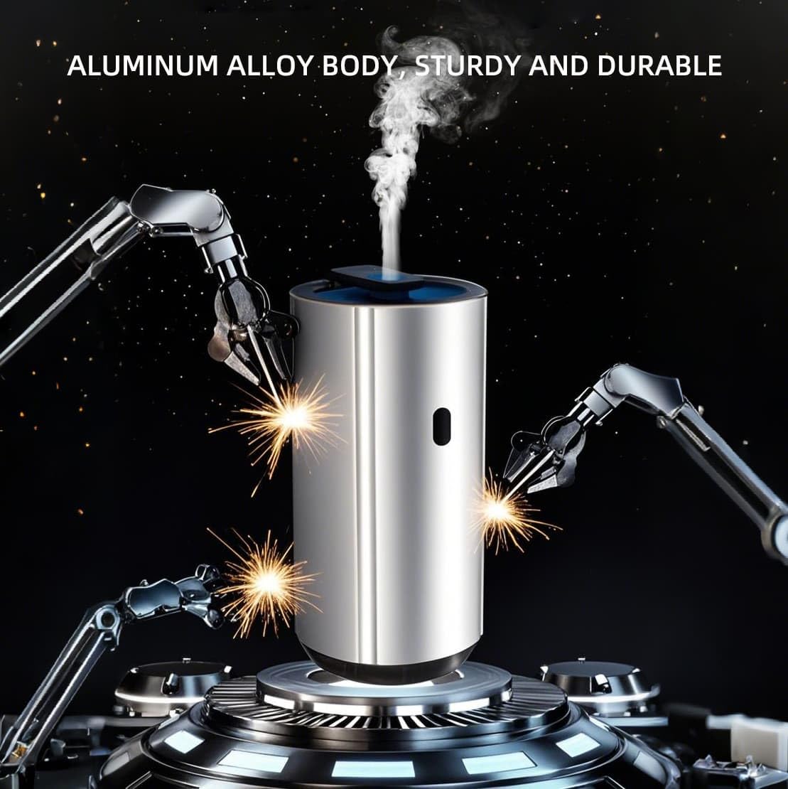 Aluminum Car Diffuser Essential Oil Car Aromatherapy Humidifier 100ml Personal Vehicle Scent Freshener Cool Mist Mini Portable Ultrasonic Diffuser with Colorful Lights for Small Space (Silver)