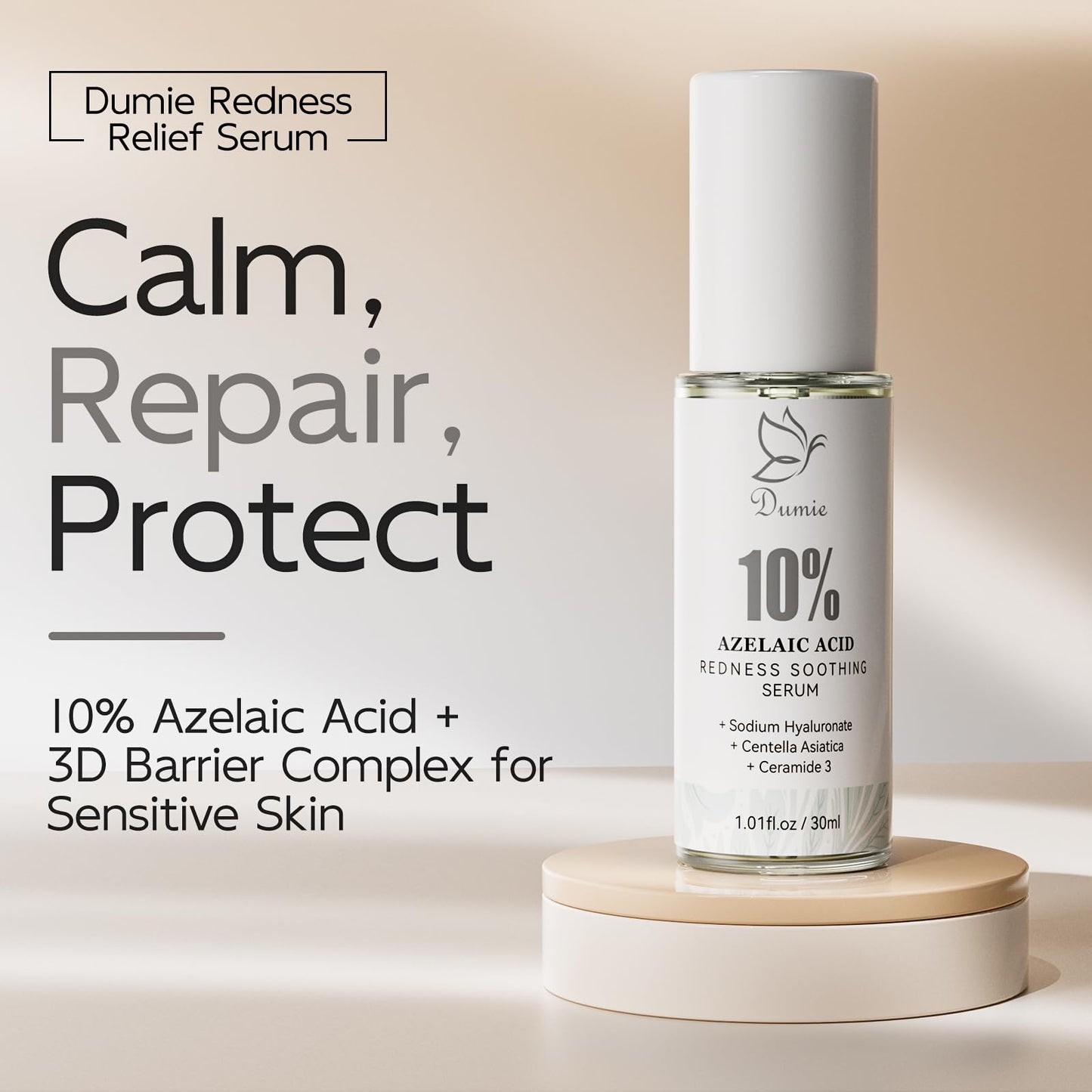 Azelaic Acid Serum 10%, Azelaic Acid for Face with Centella Asiatica Serum for Redness and Uneven Skin Tone, Hyaluronic Acid & Ceramide 3 – Soothes & Clears Pores for Sensitive Skin, 1.01 fl oz