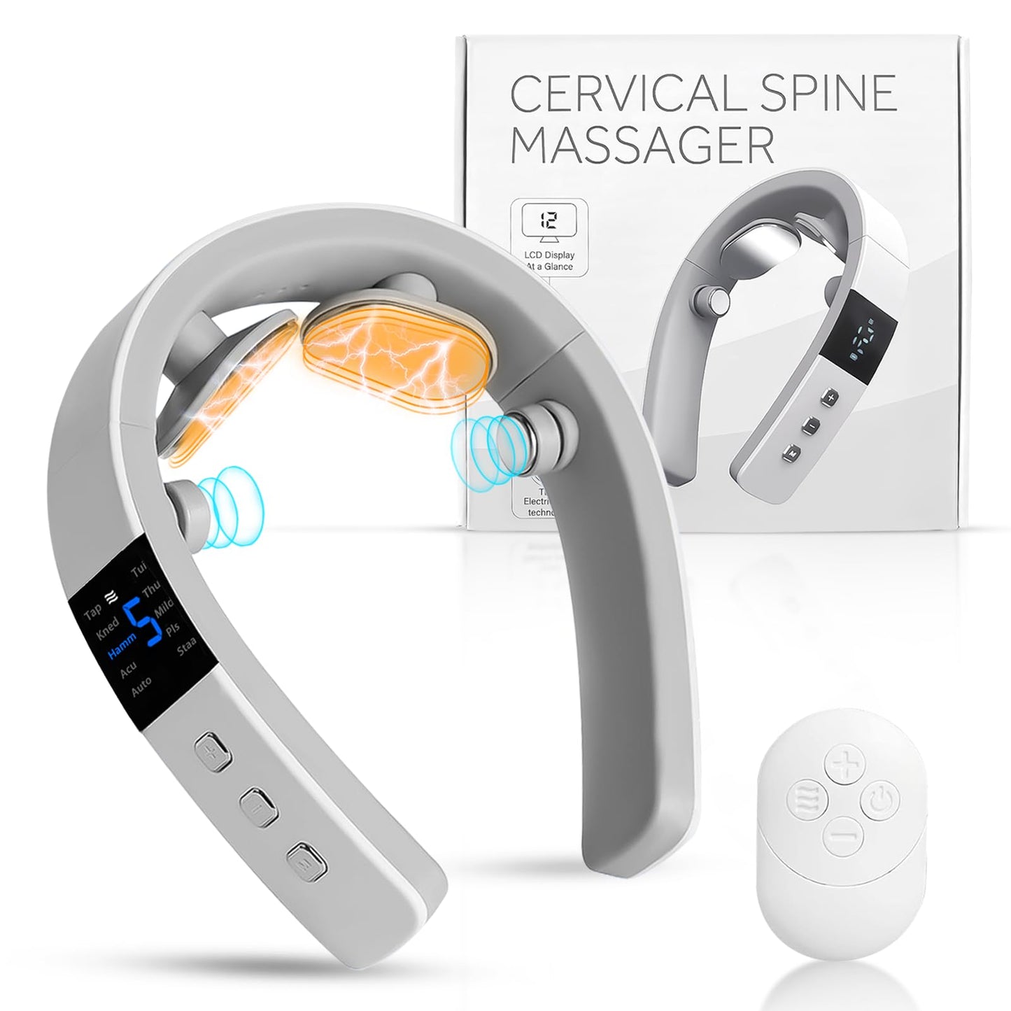 asomooh Neck Massager for Pain Relief Deep Tissue,Electric Portable Neck Massager with Heat for Women Men