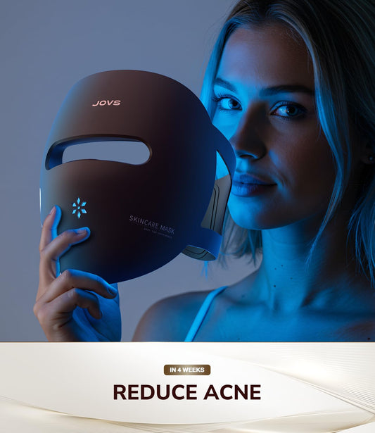 JOVS Red Light Therapy Mask for Face, 328 LEDs Face Mask with Near-Infrared Light, Rechargeable, 4 Modes, Portable Anti-Aging Skin Care Device for Home Use (Brown)