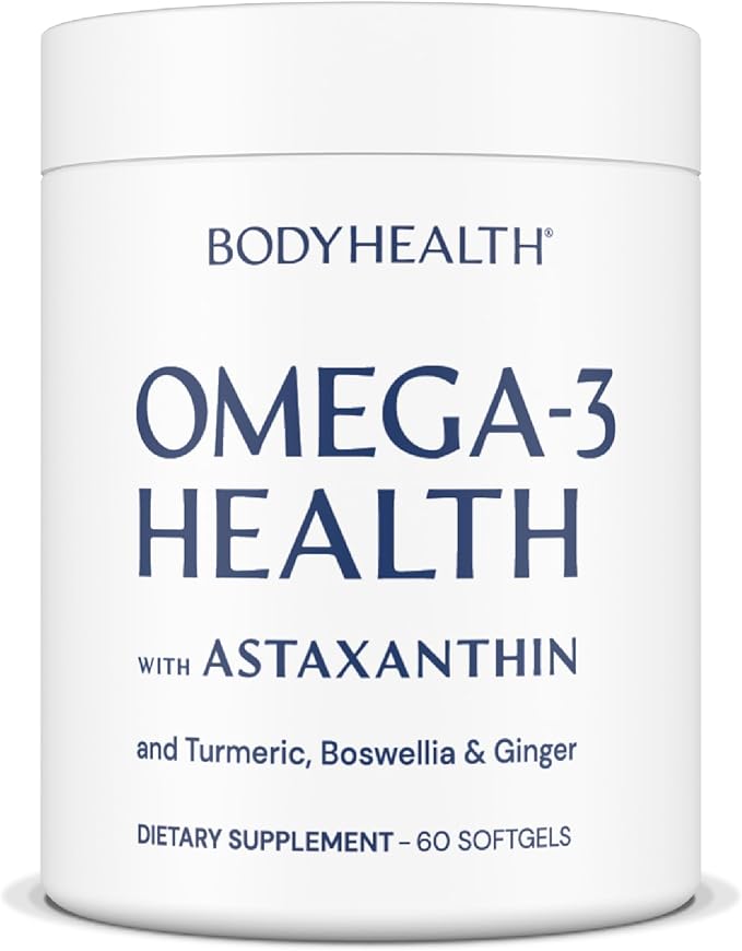 BodyHealth Omega 3 Health, Fish Oil Supplement for Women and Men, Heart and Brain Health, Fish Oil Pills, Fatty Acid Supplements, Omega 3 Vitamins - 60 Soft Gels