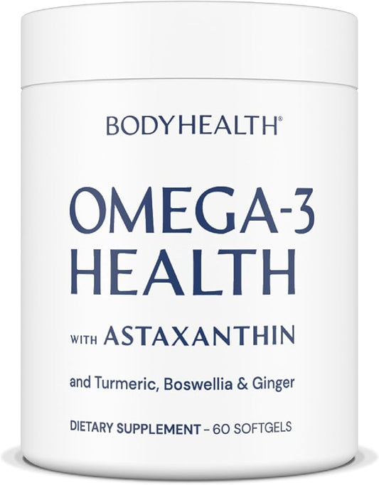 BodyHealth Omega 3 Health, Fish Oil Supplement for Women and Men, Heart and Brain Health, Fish Oil Pills, Fatty Acid Supplements, Omega 3 Vitamins - 60 Soft Gels
