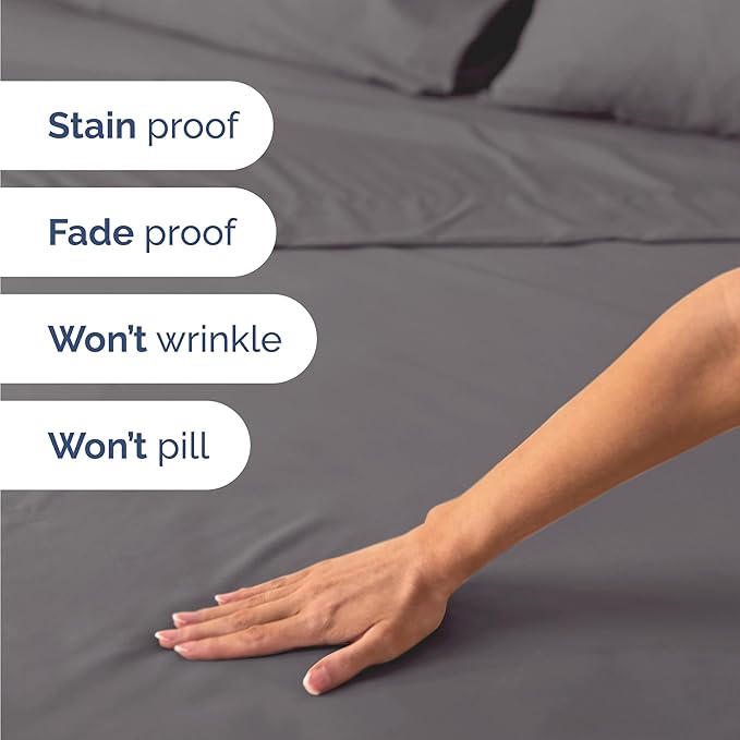 Bulk Case Pack of 10 Sheet Sets - (10) Complete Sheet Sets - Bulk Split King Bedding - Wholesale Case Pack for Hotels & Airbnbs - Deep Pocket & Fade Free - Cooling & Breathable - Split King, Dark Grey