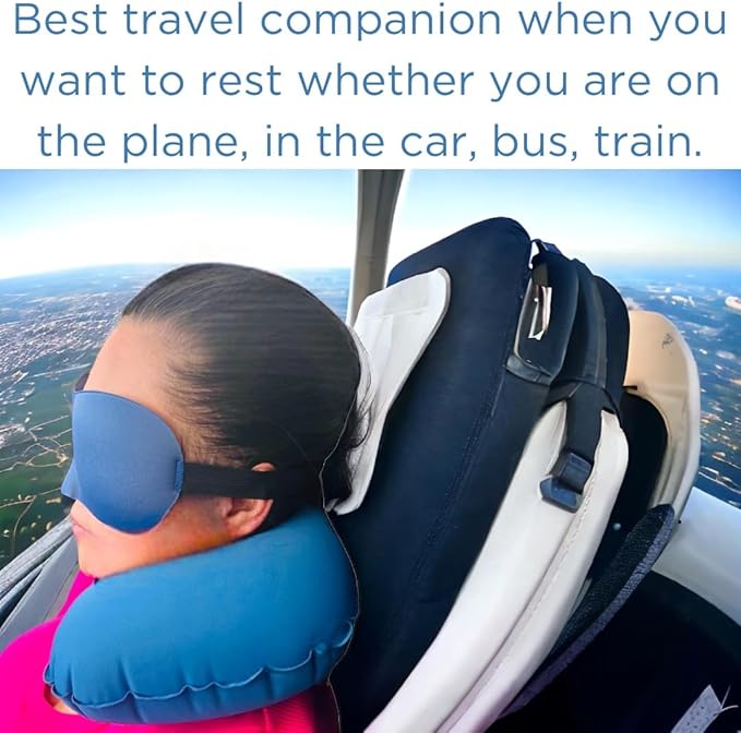 Vorgato Luxury- Airplane Pillow - Inflatable Travel Pillow - Airplane Essentials - Travel Neck Pillow - Inflatable Neck Pillow for Traveling - Neck Pillows for Travel - Blow Up Airplane Pillow