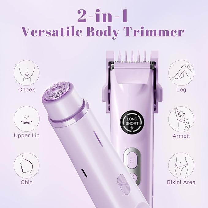 4-in-1 Waterproof Electric Bikini Trimmer & Body Hair Trimmer& Electric Razors for Shaving Woman- Rechargeable Shaver - IP7-compact for Travel