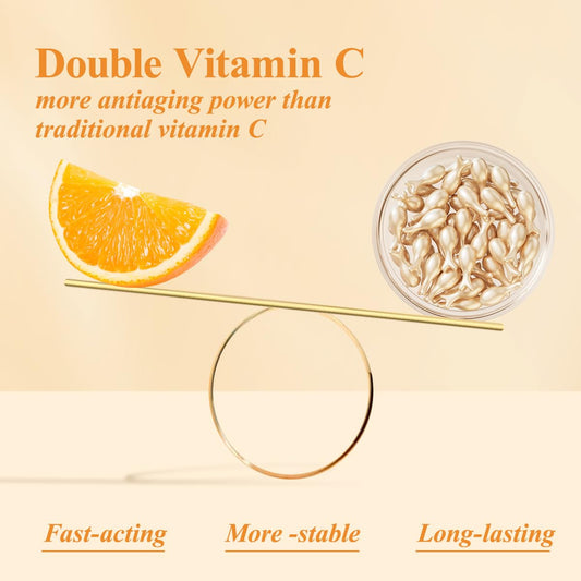 HKH Vitamin C Super Serum for Face - Anti Aging Vitamin E Facial Serum Capsules with Niacinamide, Vit C Oil for Women, Even Skin Tone, Reduce Wrinkles, Moisturise, Travel Friendly (38 Capsules)