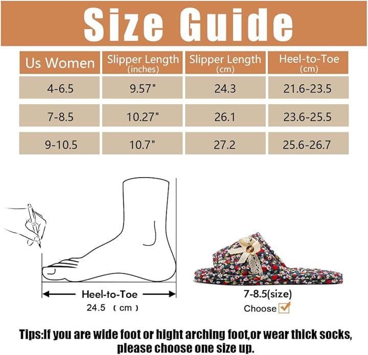 3 Pairs Floral Cotton House Slippers for Women, Open Toe Indoor Slippers Comfortable Washable Portable Foldable Guest Travel Hotel Airplane Spa Slippers