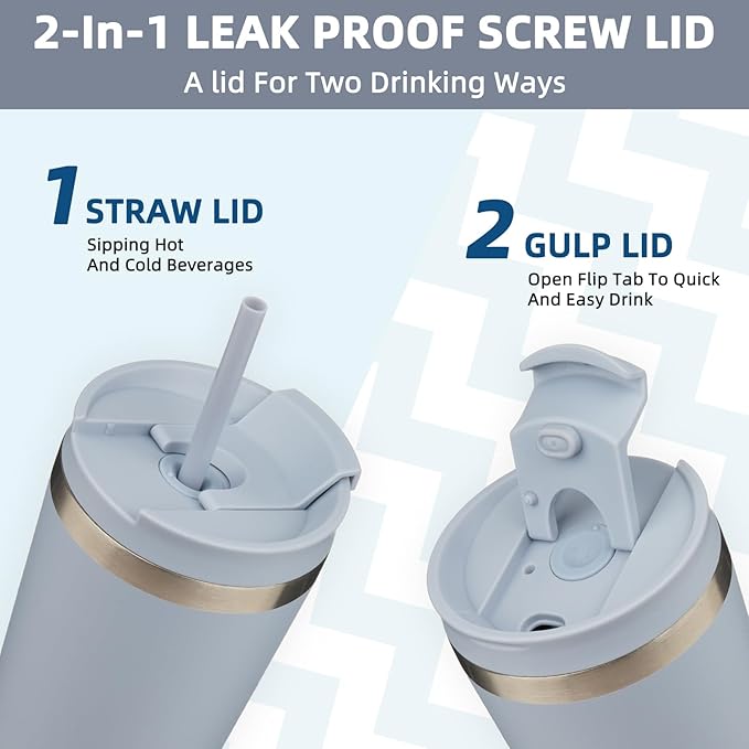 BJPKPK 18oz Stainless Steel Insulated Tumbler With lid And Straw Travel Coffee Thermal Tumblers Cup For Women And Men,Modern Blue