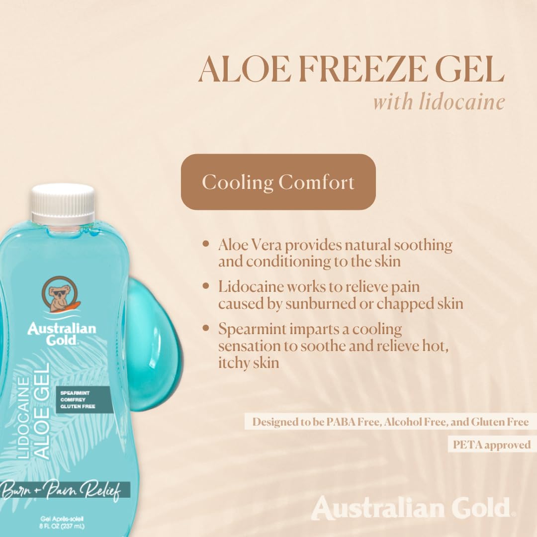 Australian Gold Moisture Lock Tan Extender (16 Fluid Ounce) and Aloe Vera Freeze Gel with Lidocaine (8 Fluid Ounce), Hydrating Body Lotion and Aloe Vera Gel for Skin (Pack of 2)