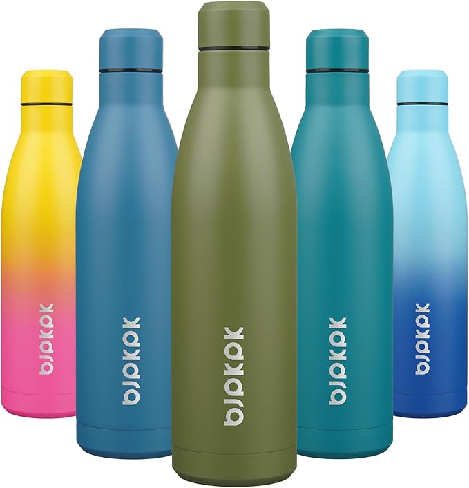 BJPKPK 25oz Insulated Water Bottle Double Wall Vacuum Insulated Stainless Steel Water Bottles for Spots Keep Cold and Hot,Olive Green