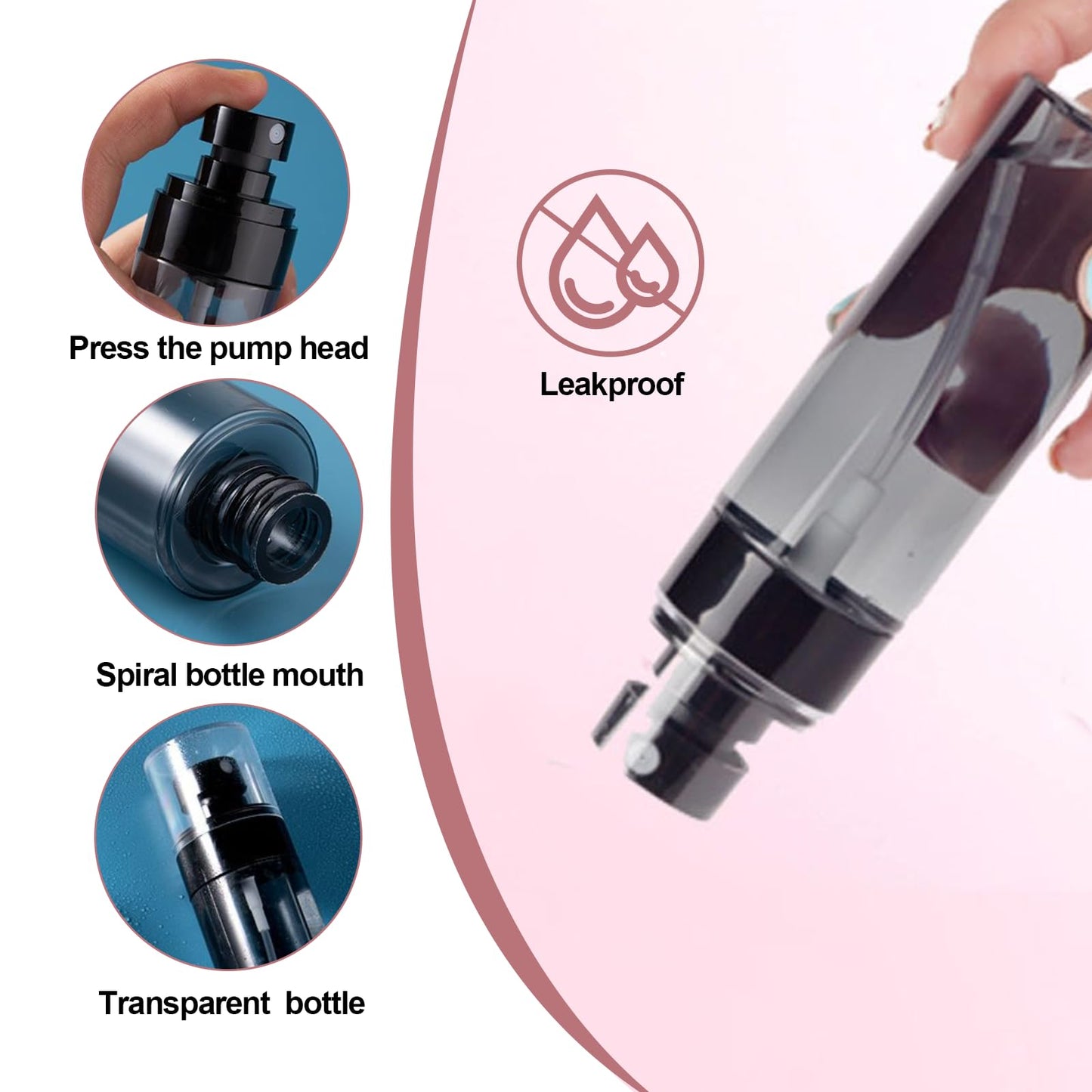 QIYUDA 6 Pack 1oz Mini Spray Bottle, 30ML Plastic Empty Refillable Fine Mist Travel Toners Perfume Face Small Spray Bottles (6 Pcs Black)