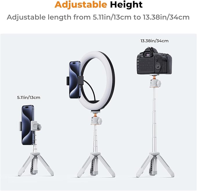 K&F Concept Selfie Stick, Small Camera Tripod Handheld Tripod for Camera Max Load Capacity 2kg, 1/4" Screw Universal for Sony/Nikon Camera Vlogging Tripod for Cell Phone DJI OSMO Pocket 3.(Grey)