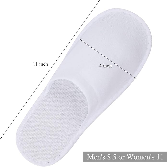 24 Pairs Spa Slippers Flip Flops Disposable Slippers for Hotel Guests Women Men Closed Toe Super Comfort White